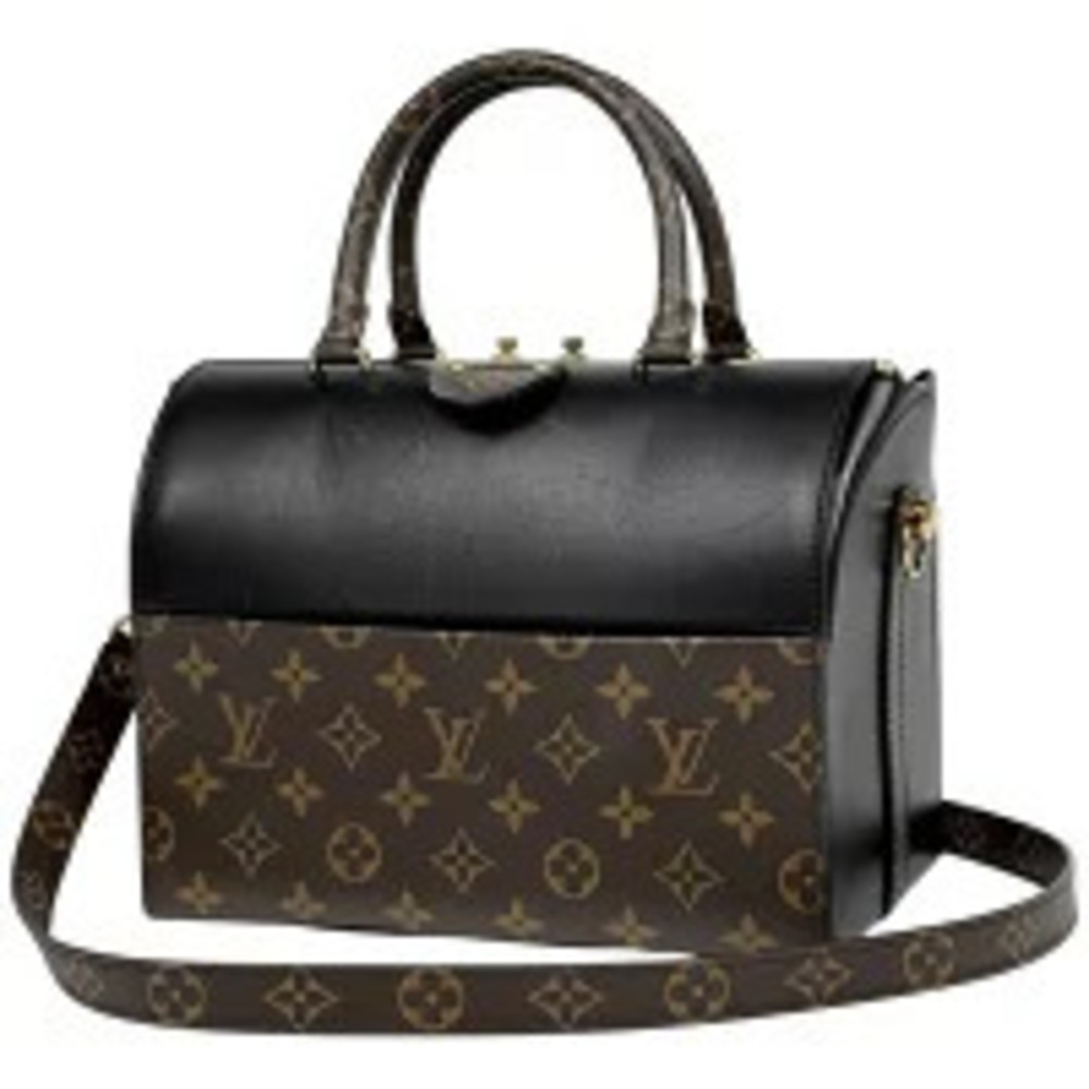 Louis Vuitton Speedy Doctor Shoulder Bag Handbag Leather Black Brown